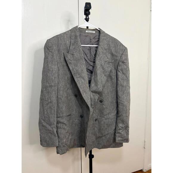 Vintage YSL Yves Saint Laurent Gray Wool Blazer Made in France Size 18